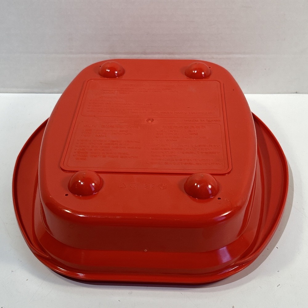 RANGE MATE MICROWAVE GRILL Pan Steaks RED/WHITE RECTANGULAR Covered Dish VTG