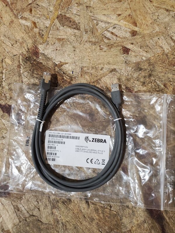 NEW Zebra CBA-U21-S07ZBR USB Data Transfer Cable - USB for Barcode Scanner 7 ft