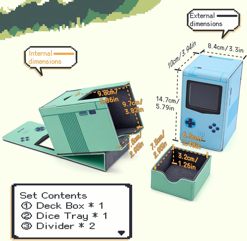 Retro Gaming Console MTG Deck Box with Dice Tray, Card Deck Case with Commander