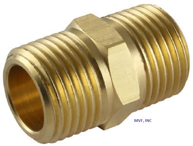1/2" Brass Hex Pipe Nipple NPT Threaded Connector Adapter