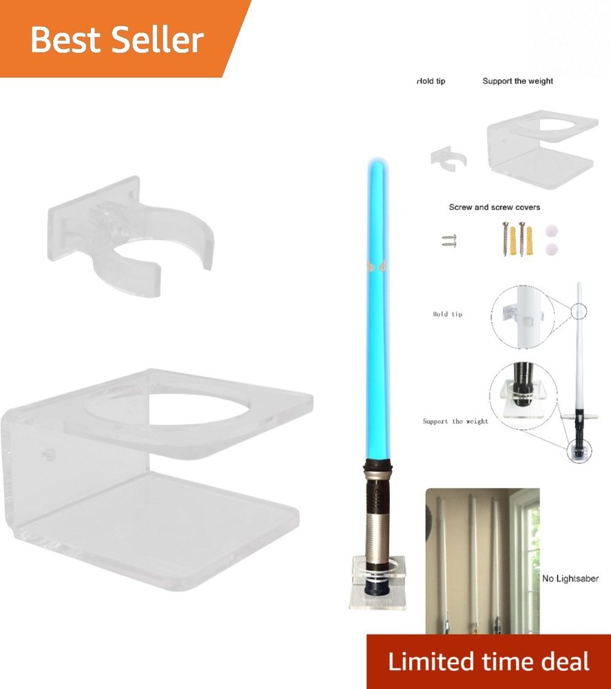 Patented Clear Wall Mounted Lightsaber Holder - Easy Install & 5 lbs Support