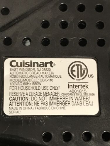 Paddle for Cuisinart Bread Maker Model CBK-110