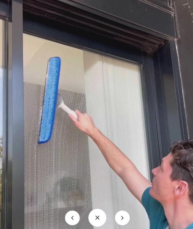 Wagtail High Flyer Window Cleaning Tool Dual Pivot 18cm/7" Microfibre + Squeeqee