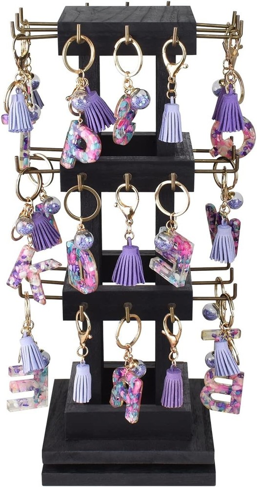 Rotating Earring Display Rack with 36 Hooks, Black
