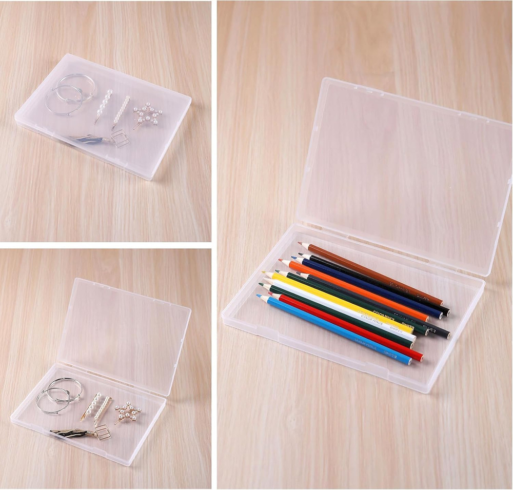 B5 Clear Plastic Storage Box, 7 X 10 Inch Flat Case Holder for Beads/Tools/Lette