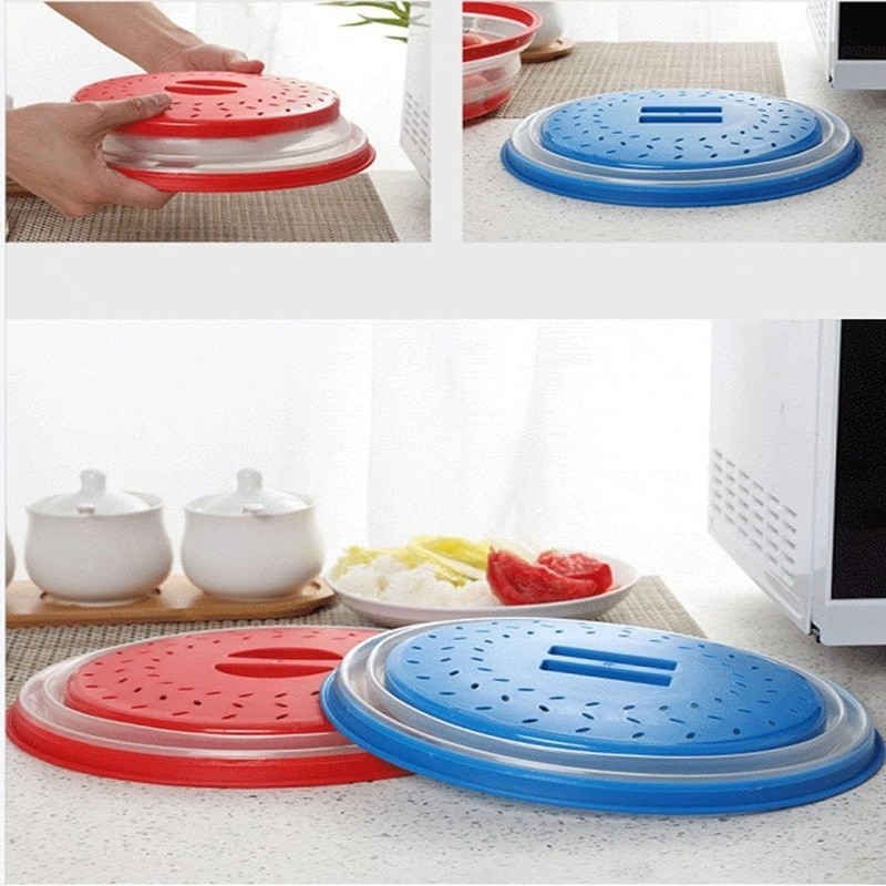 Microwave Cover Space Saving Food Splatter Protector W/ Strainer Function New