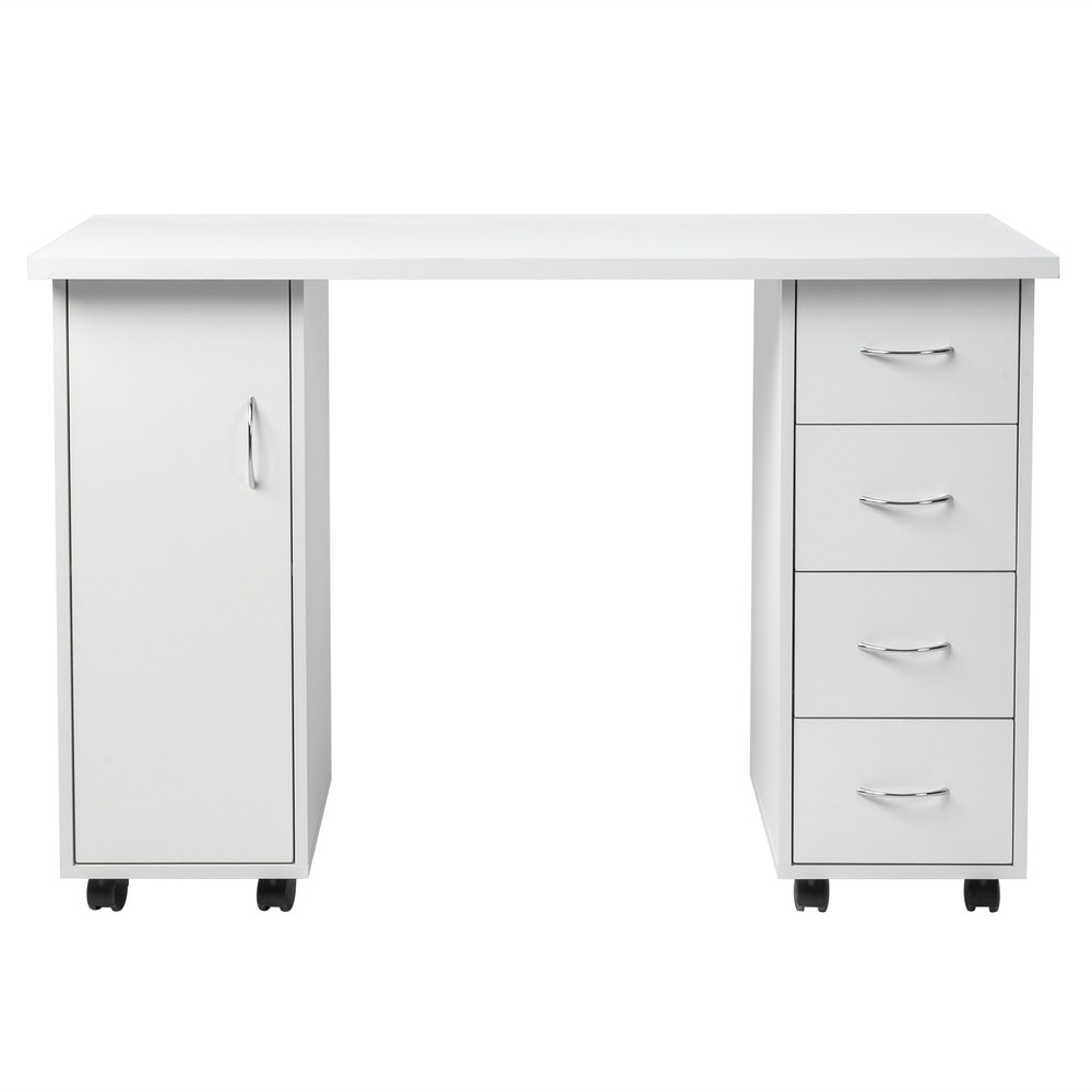 Double Edged Manicure Nail Table with Drawer White