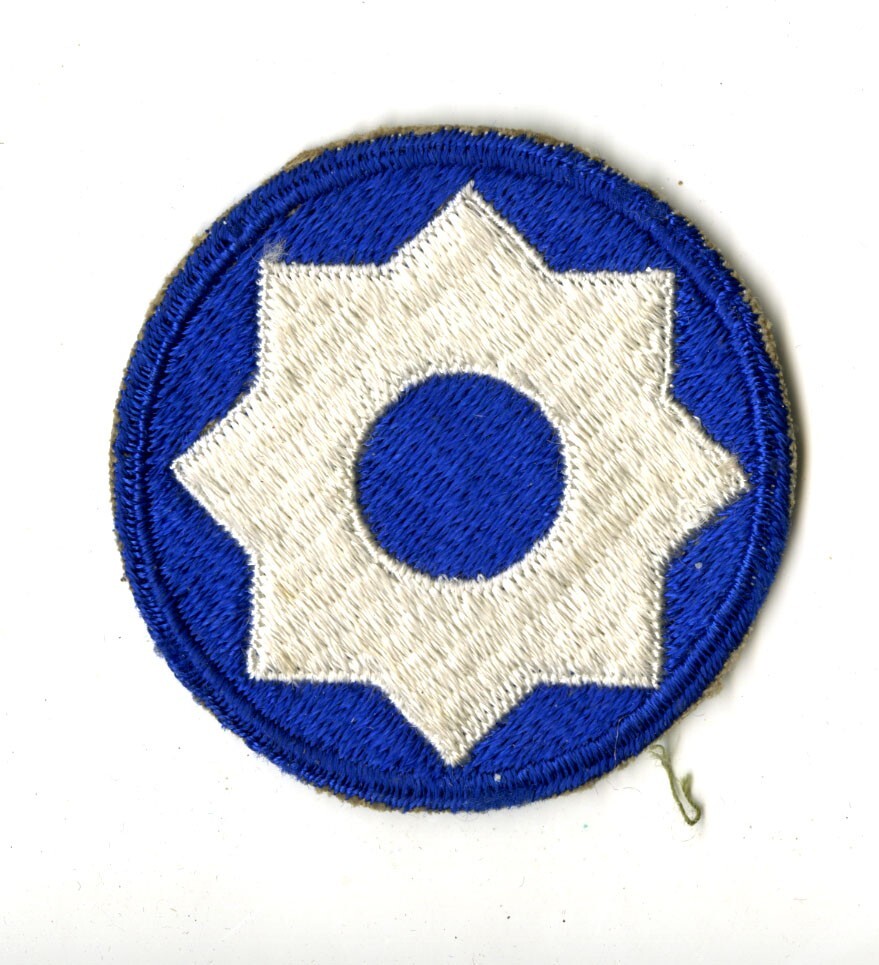 8th Service Command White Back Patch WWII Vintage Southern States