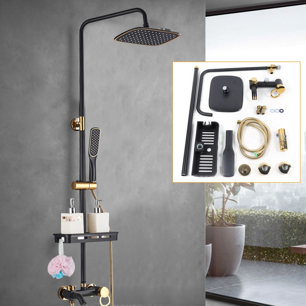 Exposed Shower Faucet System Rain Shower Head Combo 3Function Shower Fixture Set