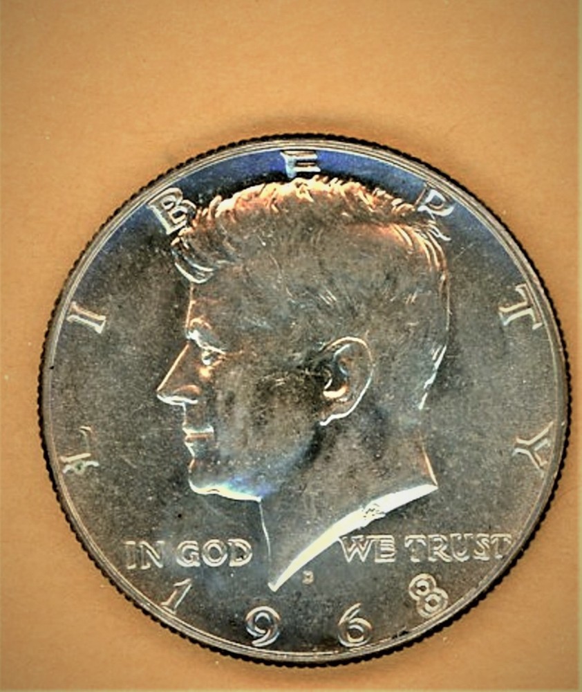 1968-D KENNEDY HALF DOLLAR - 40% SILVER - GEM UNCIRCULATED