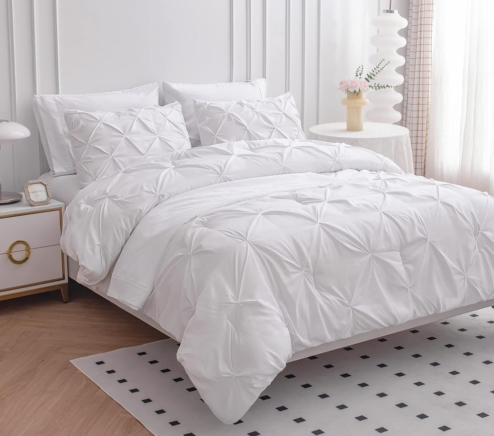 Queen Size Comforter 7 Piece Bed in a Bag White Queen Comforter Set Soft