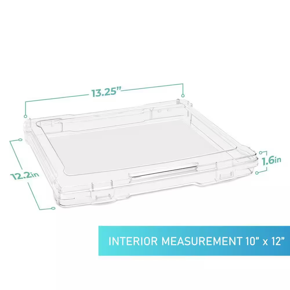 Stackable Snap-Tight Storage Containers, Clear, 12.2 In. W X 1.6 In. H Plastic D