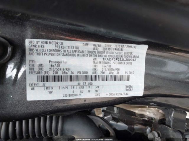 2018 Ford Focus 8.0 Screen Display - Used, No Anti-Theft Code, Reprogram Needed