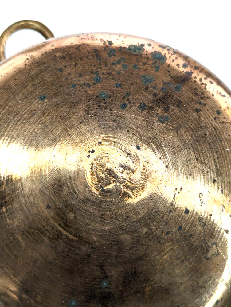 Antique Tinned Hammered Copper Chafing Dish Embossed Arabic / Islamic Maker Mark