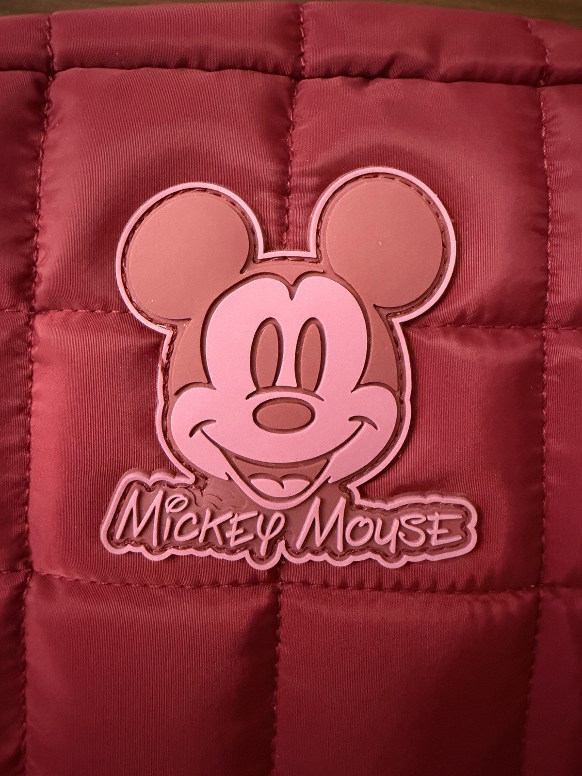 Disney Mickey Mouse Quilted Cosmetic Travel Makeup Bag Organizer Zipper Plum