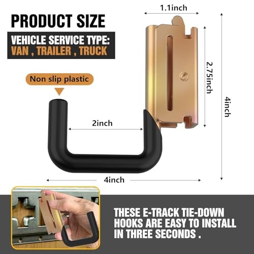 E Track Hooks Heavy Duty E Track J Hooks E-Type Track 6PCS E-Type Track J Hooks
