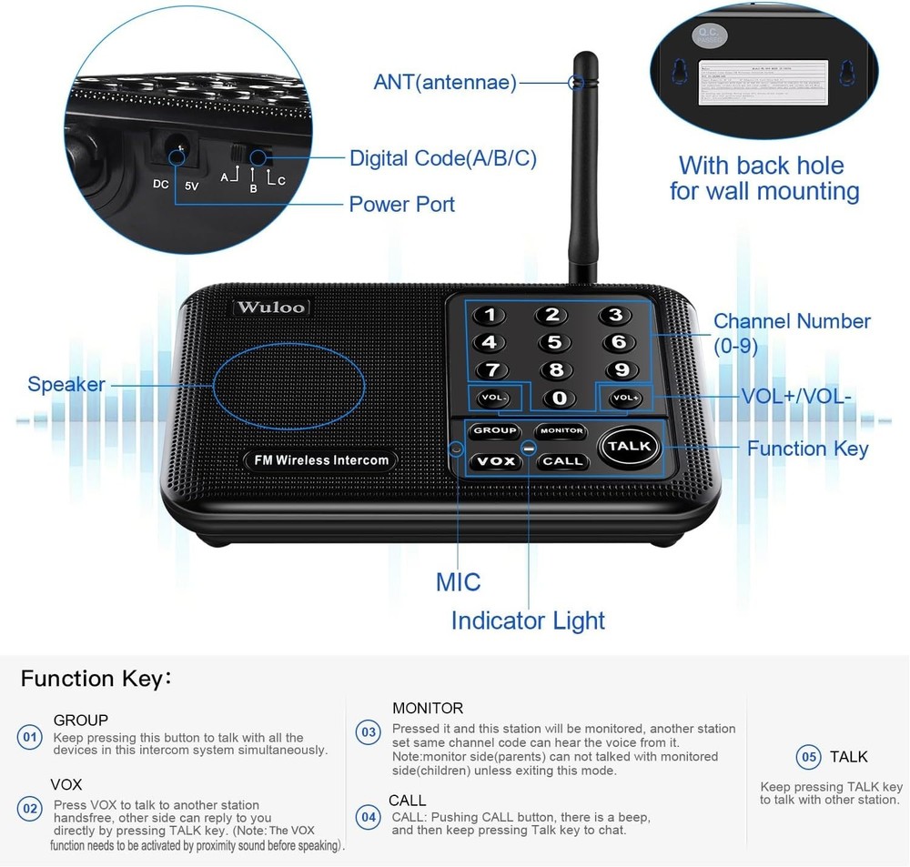 Modern Wireless Intercom System - Room to Room Communication