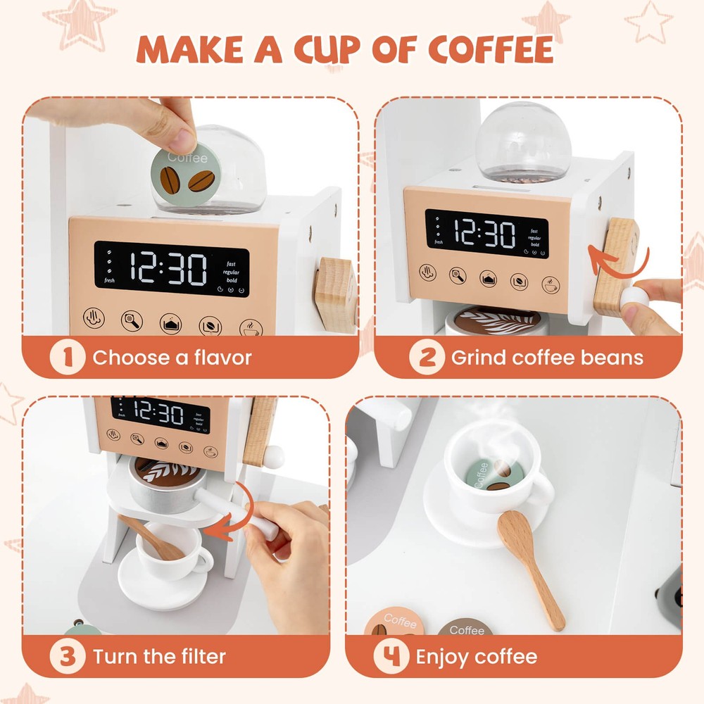 Corner Kitchen Playset w/ Coffee Machine Oven Microwave Washing Machine
