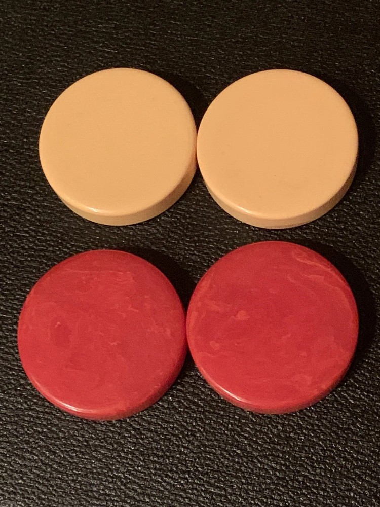 30 Vintage Red & Yellow Bakelite Backgammon Pieces + Dice