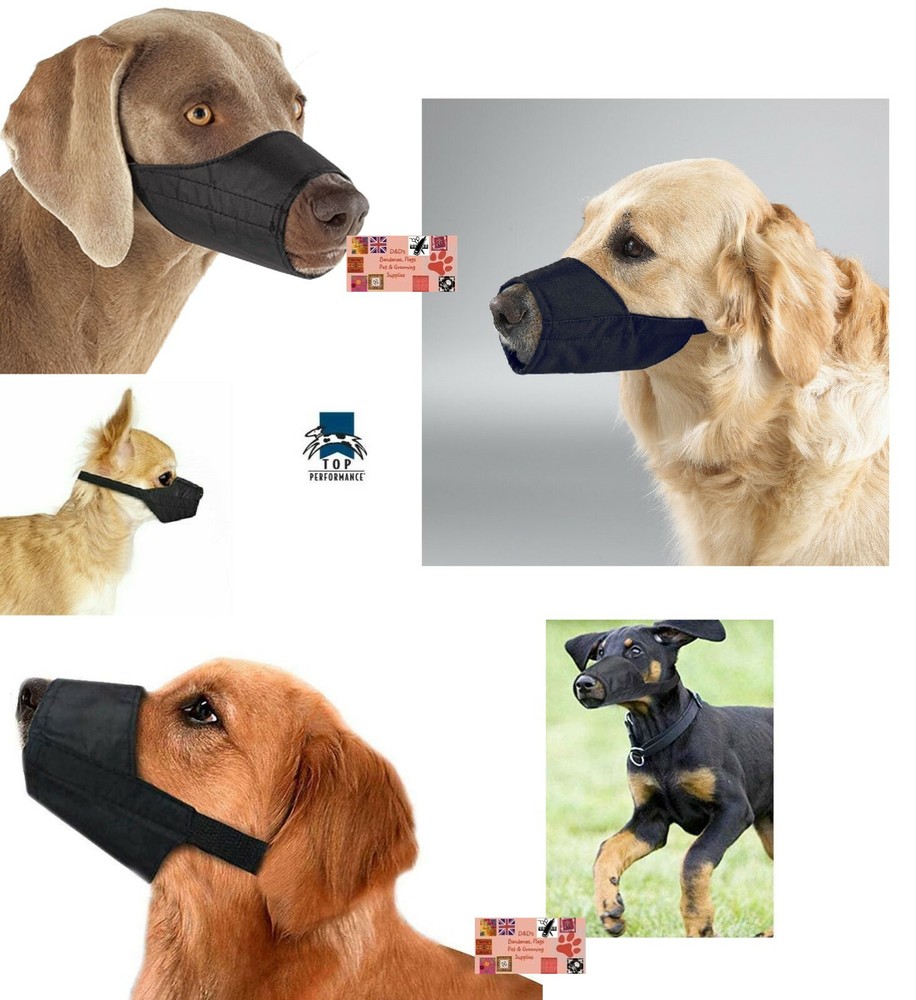 Top Performance DOG MUZZLE LINED NO BITE BARK QuickFIT Nylon ADJUSTABLE TRAINING
