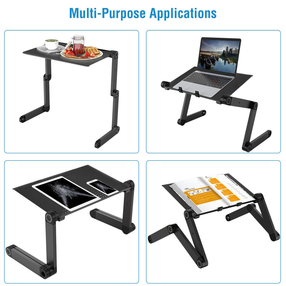 Folding Laptop Table Computer Desk Stand Bed Sofa w/Mouse Pad Adjustable Legs
