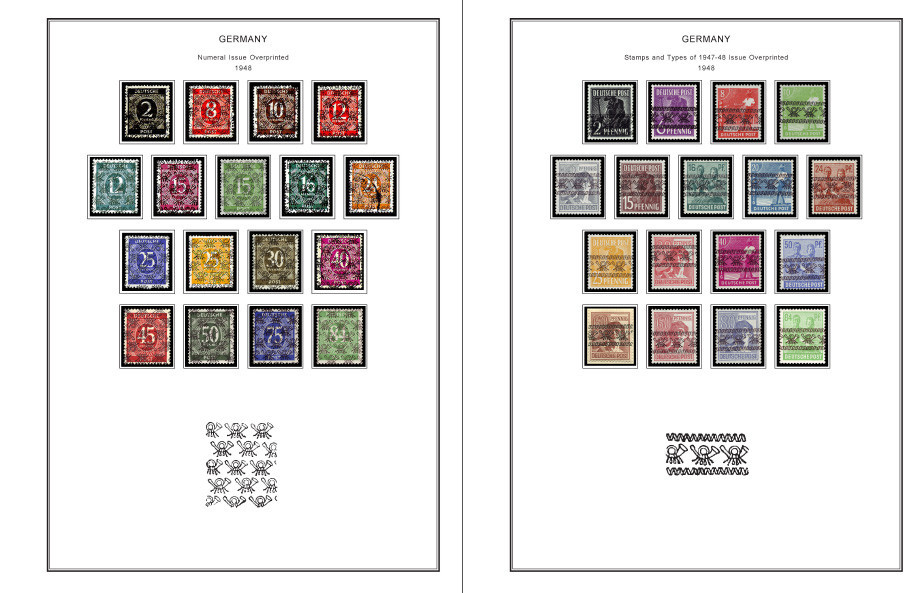 COLOR PRINTED GERMANY REICH 1868-1955 STAMP ALBUM PAGES (100 illustrated pages)