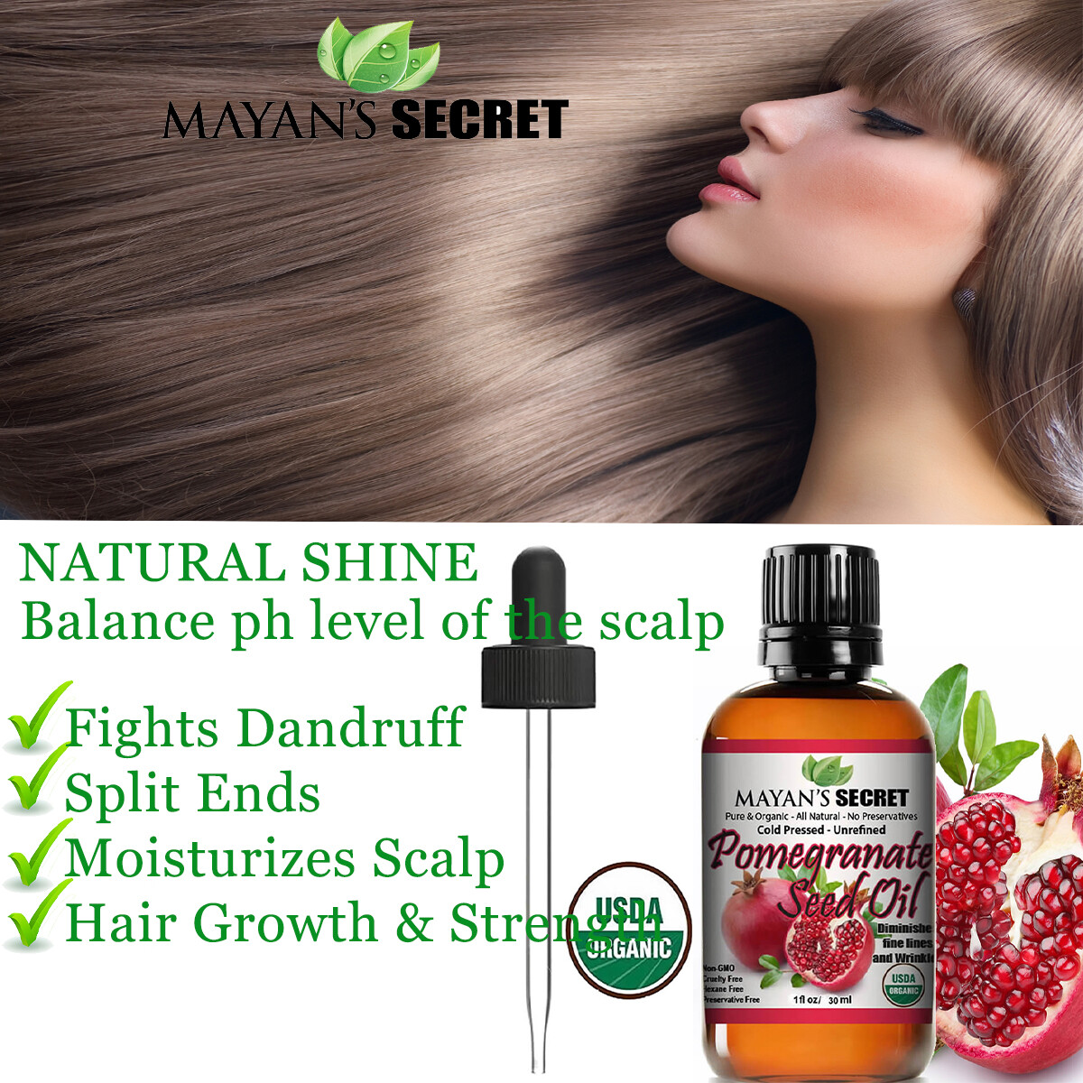 USDA CERTIFIED ORGANIC UNREFINED VIRGIN POMEGRANATE SEED OIL COLD PRESSED 1oz