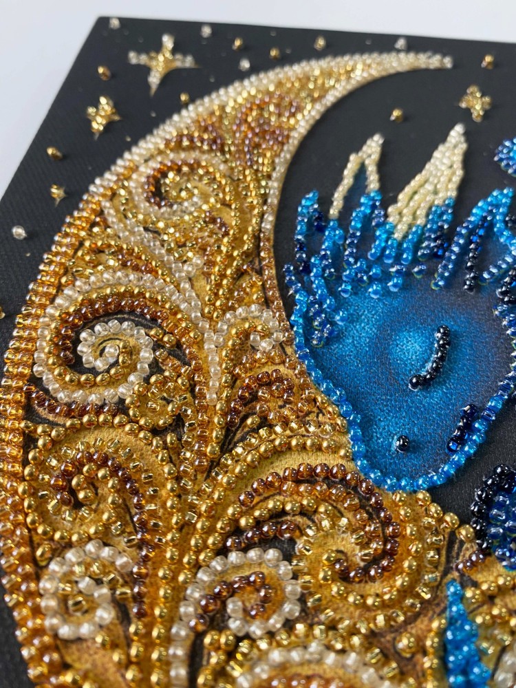 DIY Bead Embroidery Kit Small Dragon Beaded stitching needlepoint beadwork