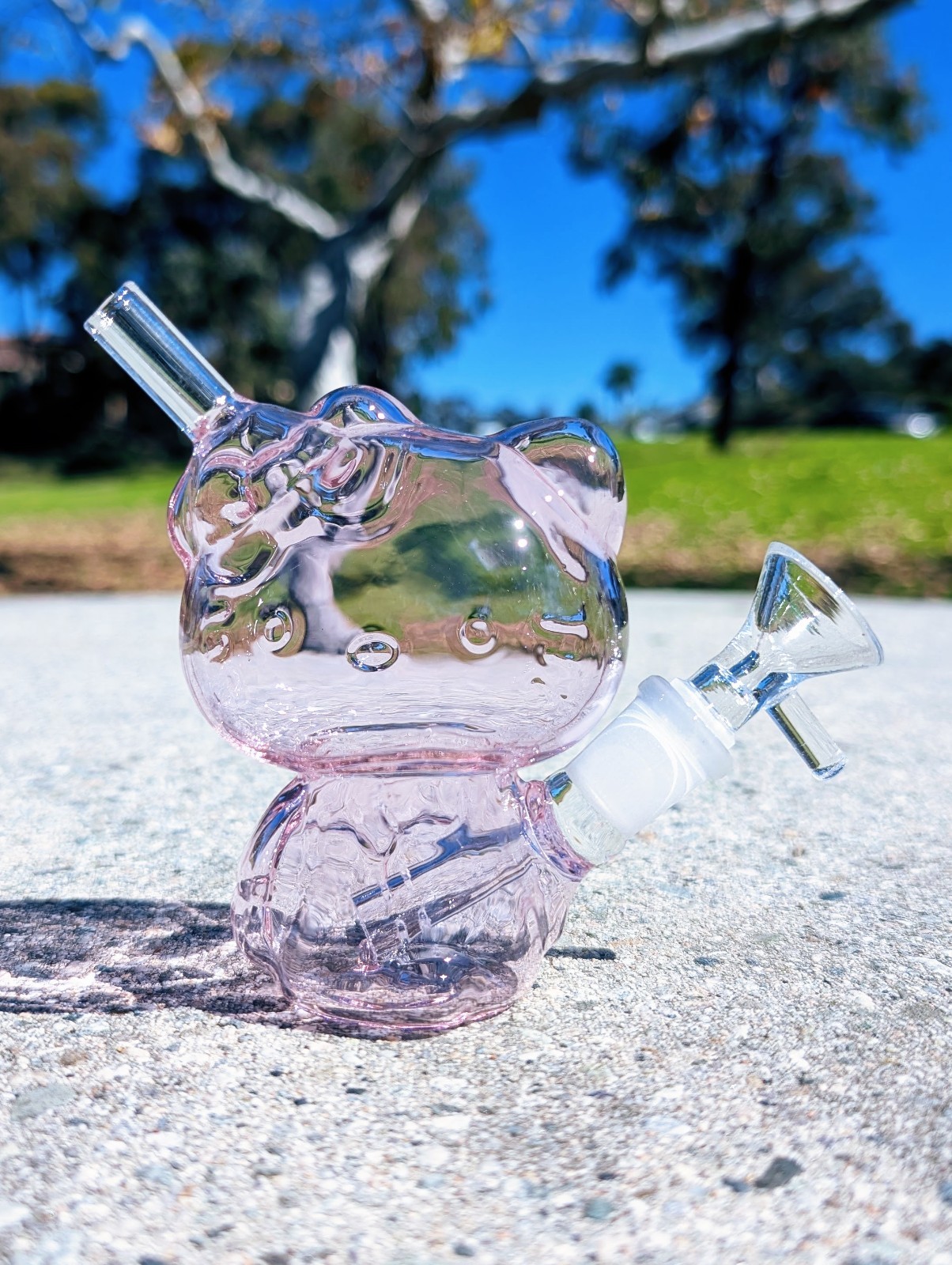 4.5 Inch Cute Pink Kitty Glass Bong Quality Tobacco Smoking Water Pipe Hookah