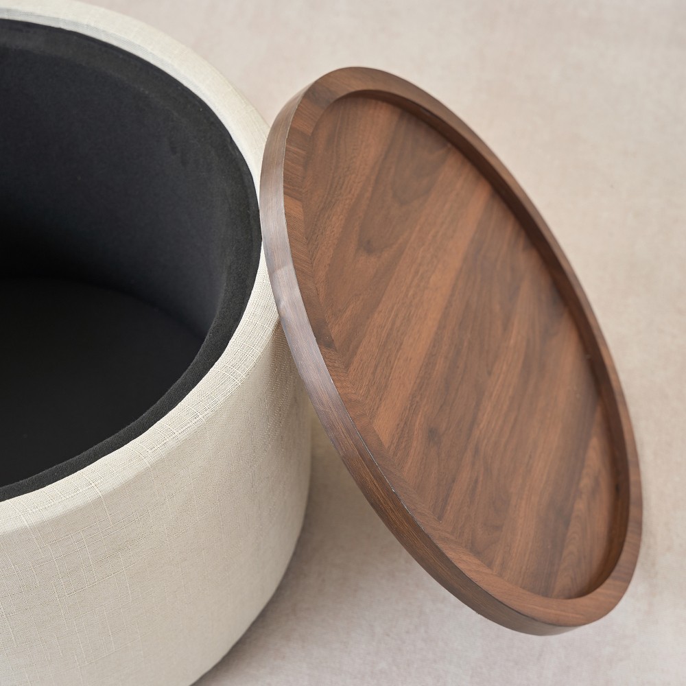 Ball & Cast Nesting Storage Coffee Table & Bench, Linen Upholstered Footstool