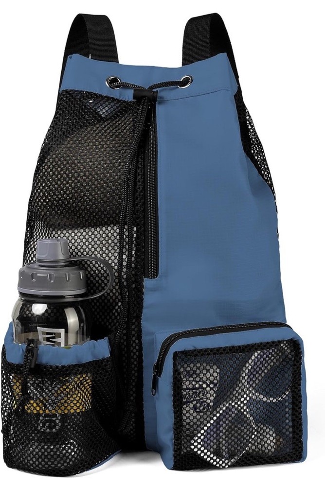BeeGreen Mesh Drawstring Backpack for Swim Gym - Navy Blue