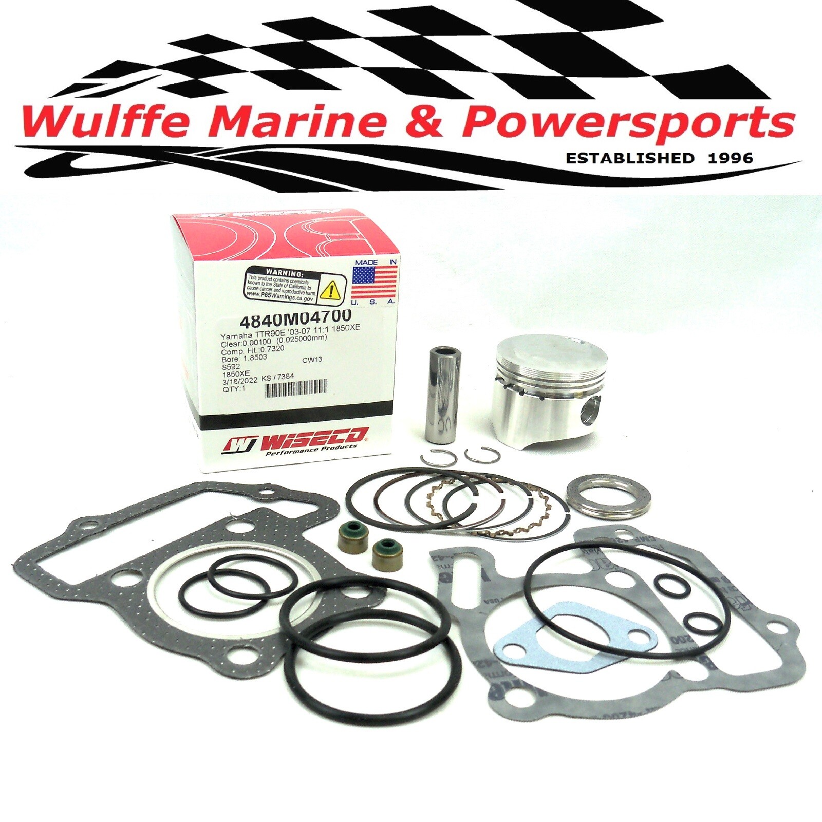 Top End Rebuild Piston Kit Yamaha TTR90 TTR90E 2000-07 Wiseco 4840M04700 47mm