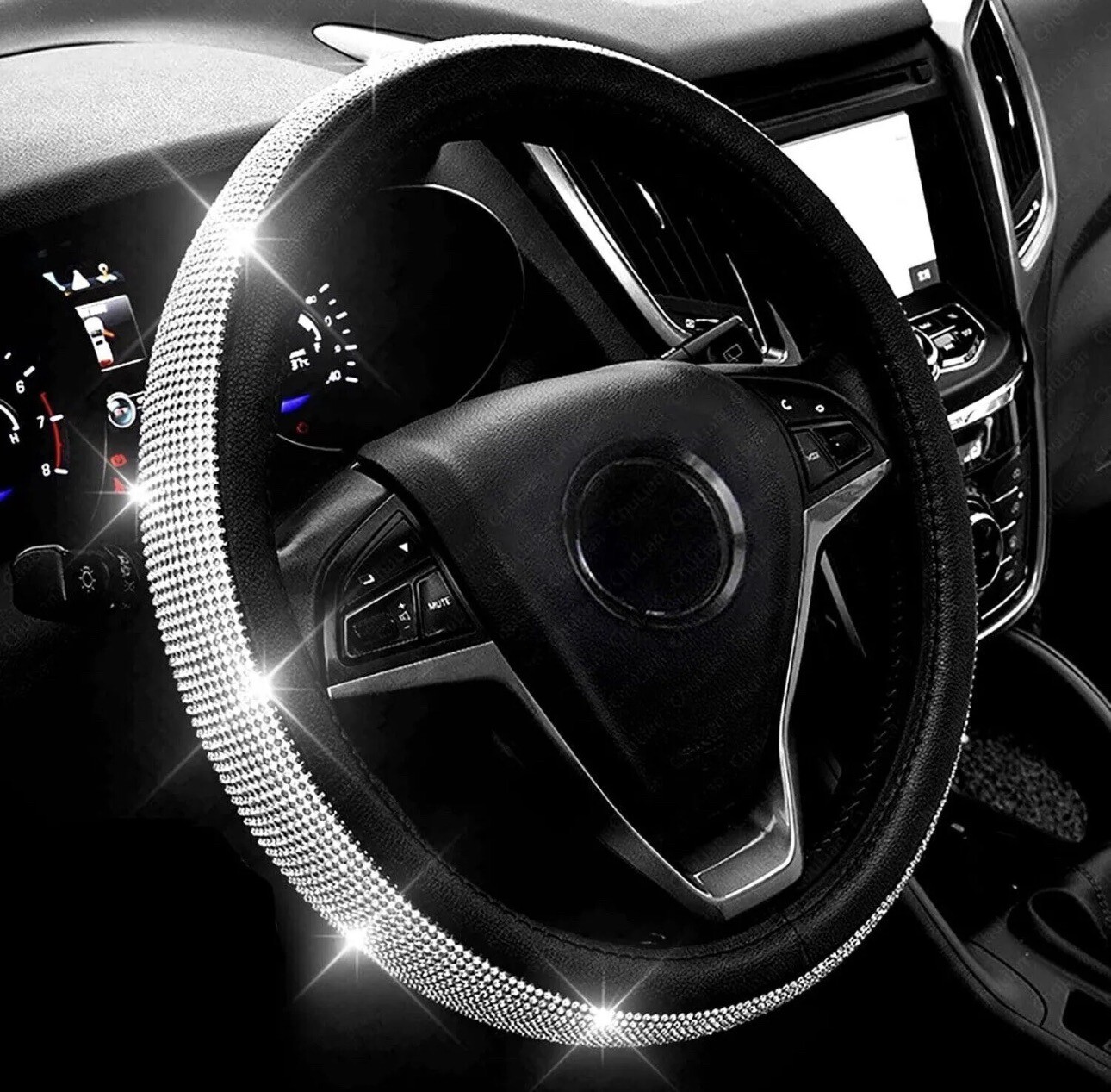 BEST Diamond Leather Steering Wheel Cover with Bling Crystal Rhinestones GIFT