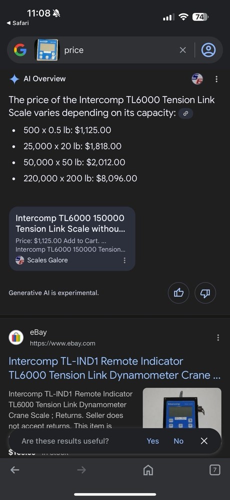 Intercomp TL6000 Dynamometer Crane Scale 25,000 X 20 LB Preowned Device Only