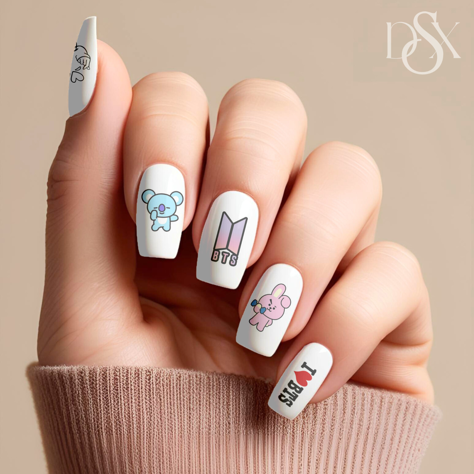 BTS Army Bangtan Nail Decals Water Transfer Clear Overlay