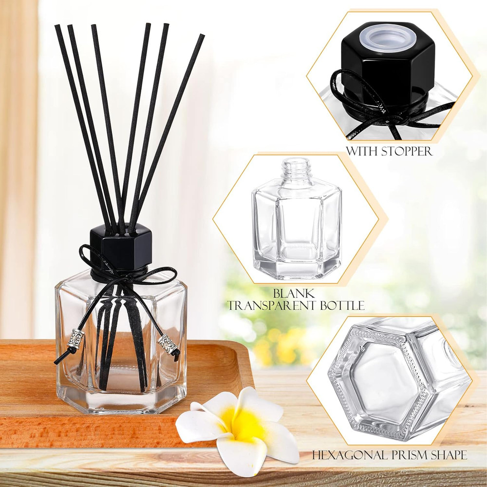 4 Set 120ml 4.06 Ounce Reed Diffuser Bottle Empty Glass Diffuser Bottles Jars wi