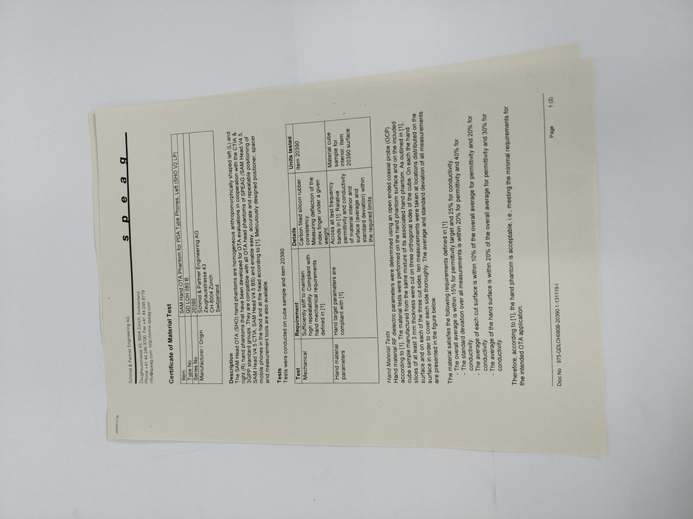 Schmid & Partner Engineering SHO V2LB & SHO V2LP SAM Phantom