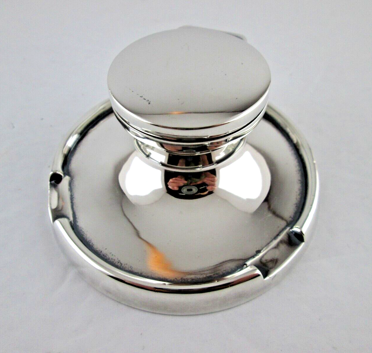 Vintage ENGLISH Sterling INKWELL Birmingham hallmark original glass liner