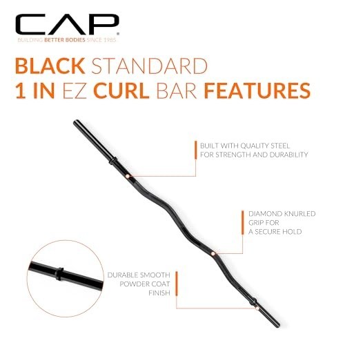 47" Standard Solid E-Z Curl Bar for Weightlifting, Strength Training, Home Gym