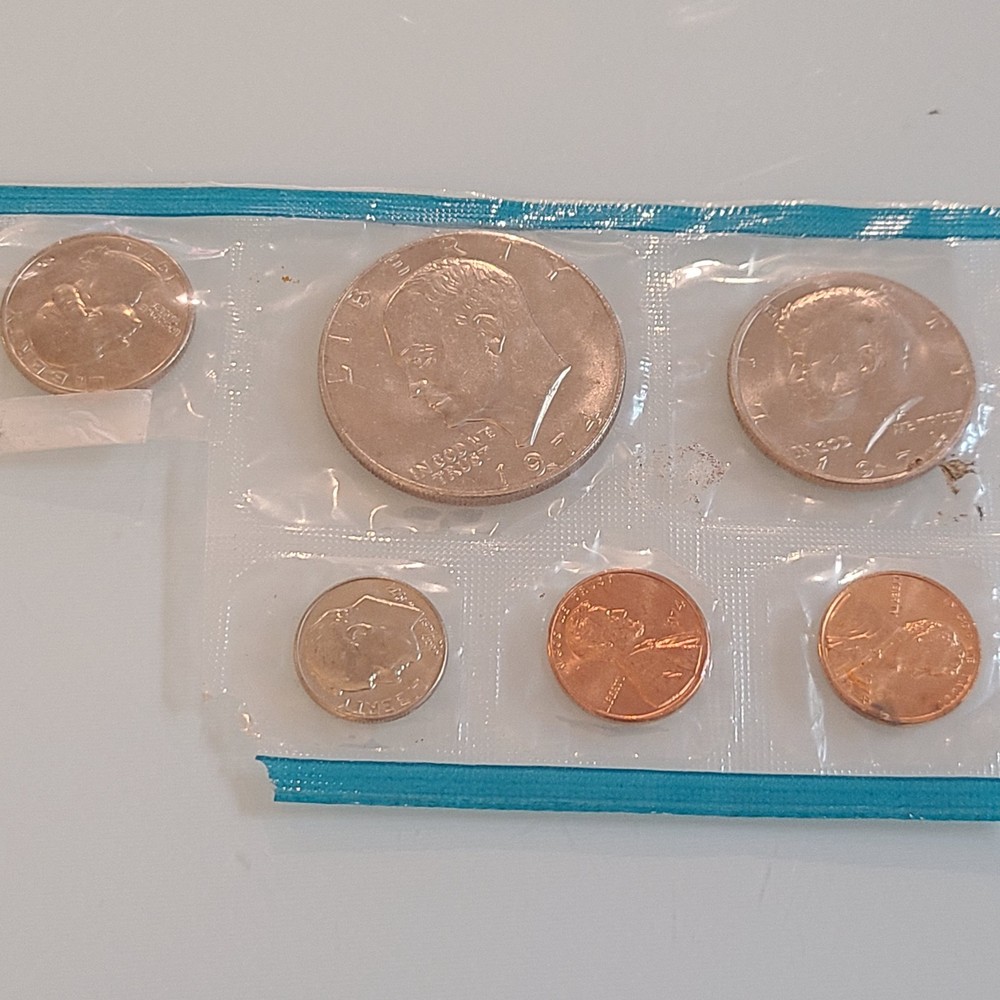 1974 U.S. Mint Uncirculated Coin Set, often called a "mint set."