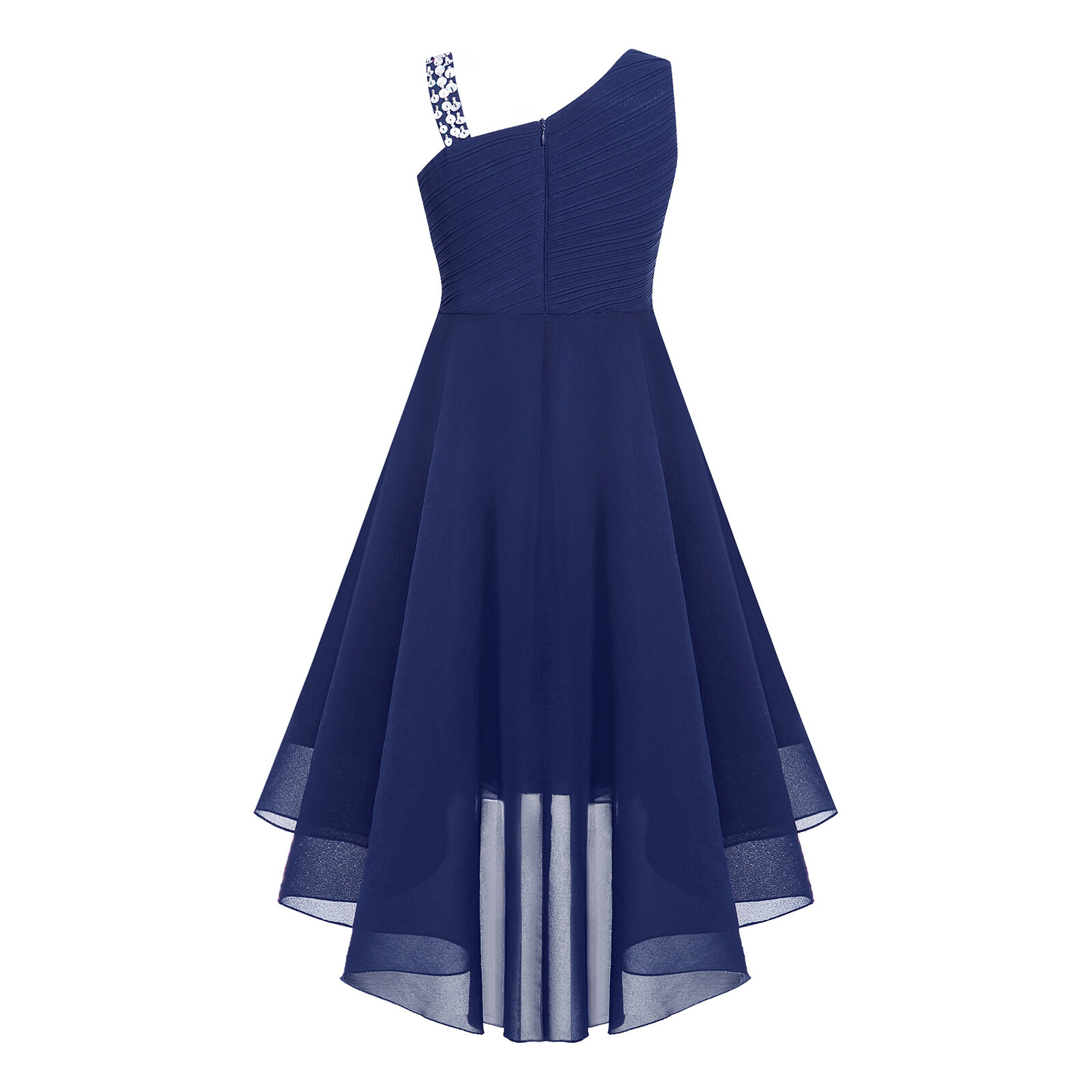 US Girls Sparkly Straps Summer Dress Sleeveless High Low Junior Bridesmaid Dress