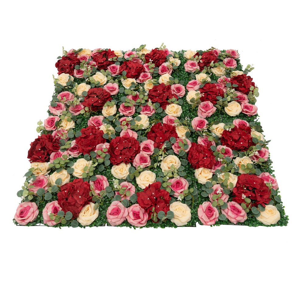 6Pcs Artificial Flower Wall Panel Backdrop Wedding Rose Hydrangea Flower Decor