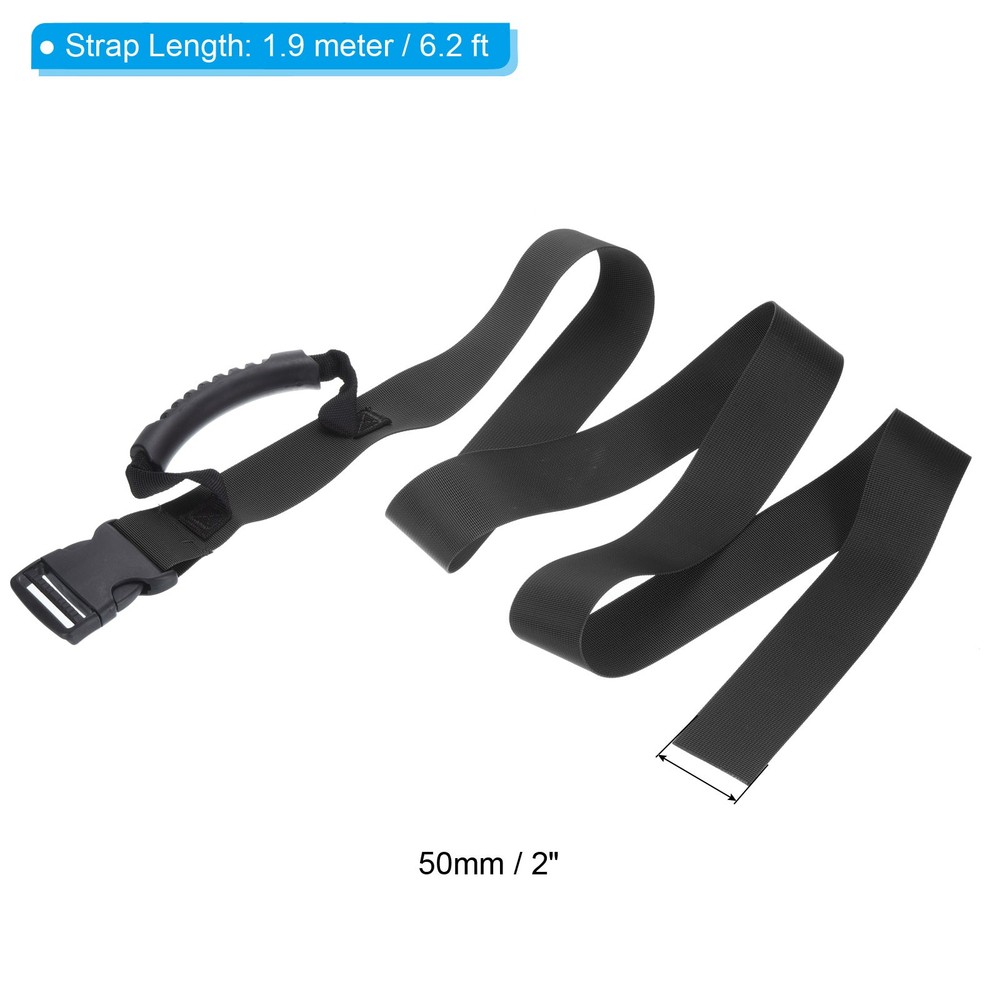 Carrying Strap with Handle Adjustable Nylon Belt for Moving Boxes Black