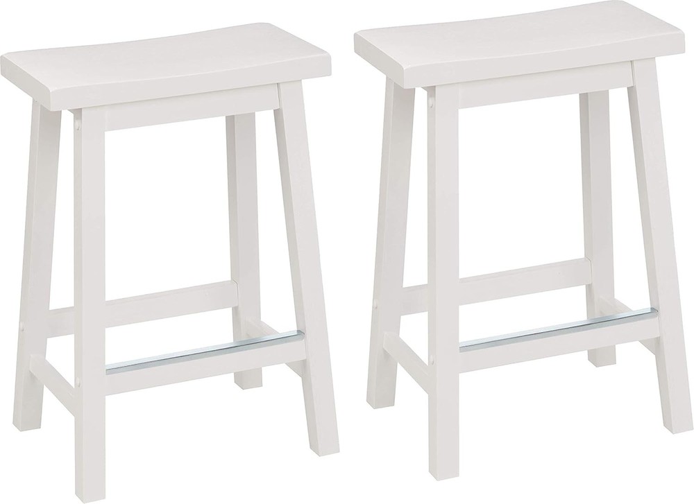 Solid Wood Saddle-Seat Kitchen Counter Barstool with Footrest, Easy Assembly