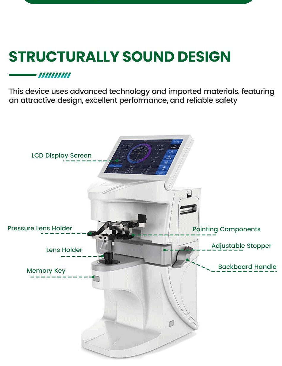 Multi-function Auto Lens Meter Touch Screen Uv Pd Printing Focimeter Lensometer