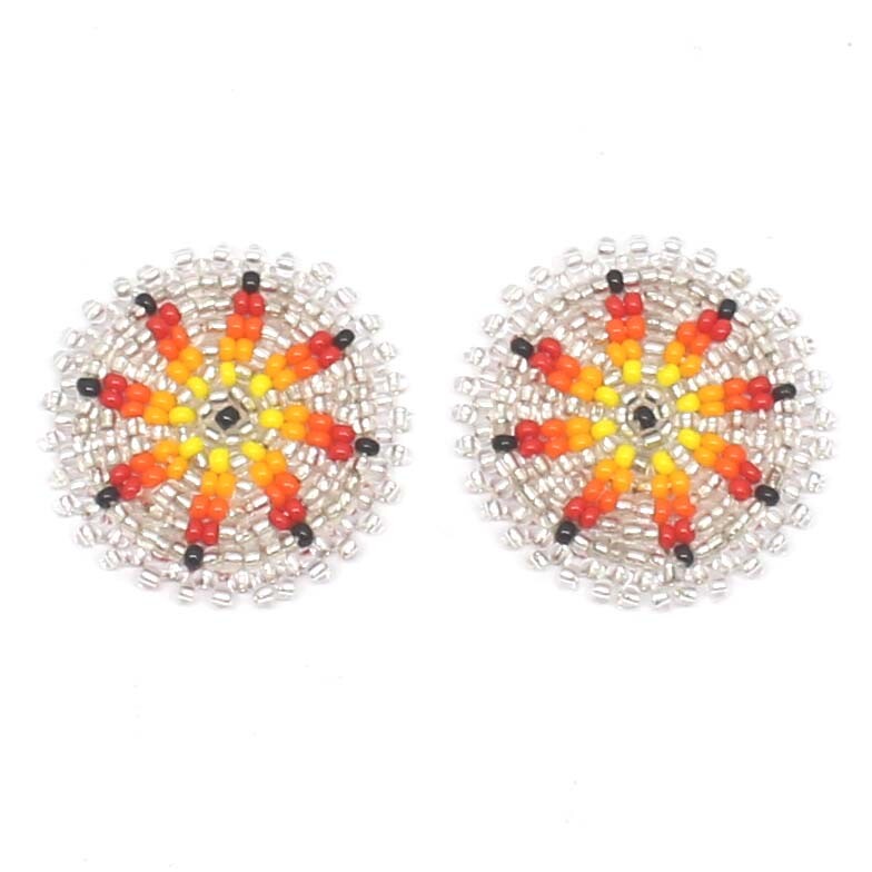 Handmade beaded 2x1.2 inch Silver rosettes