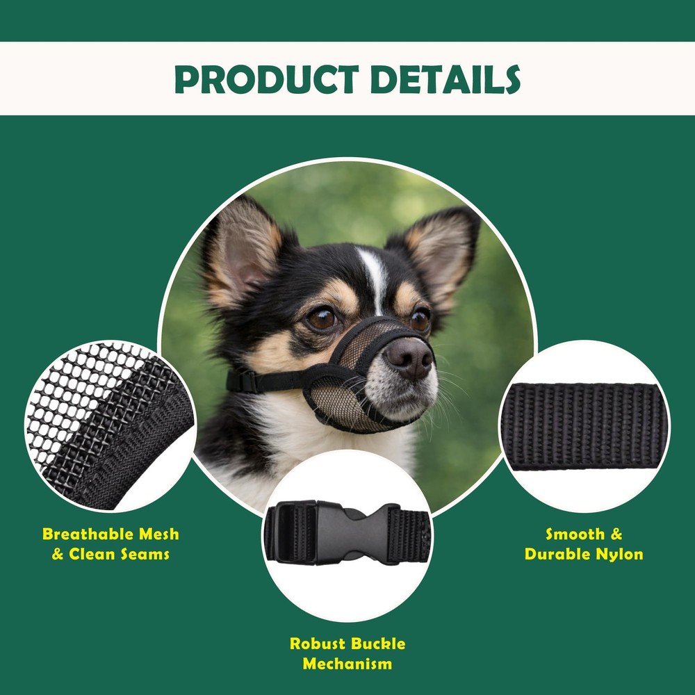 OHNSO Dog Muzzle Medium Sized Dogs - Soft ( 6.3” - 7.9” ), Black