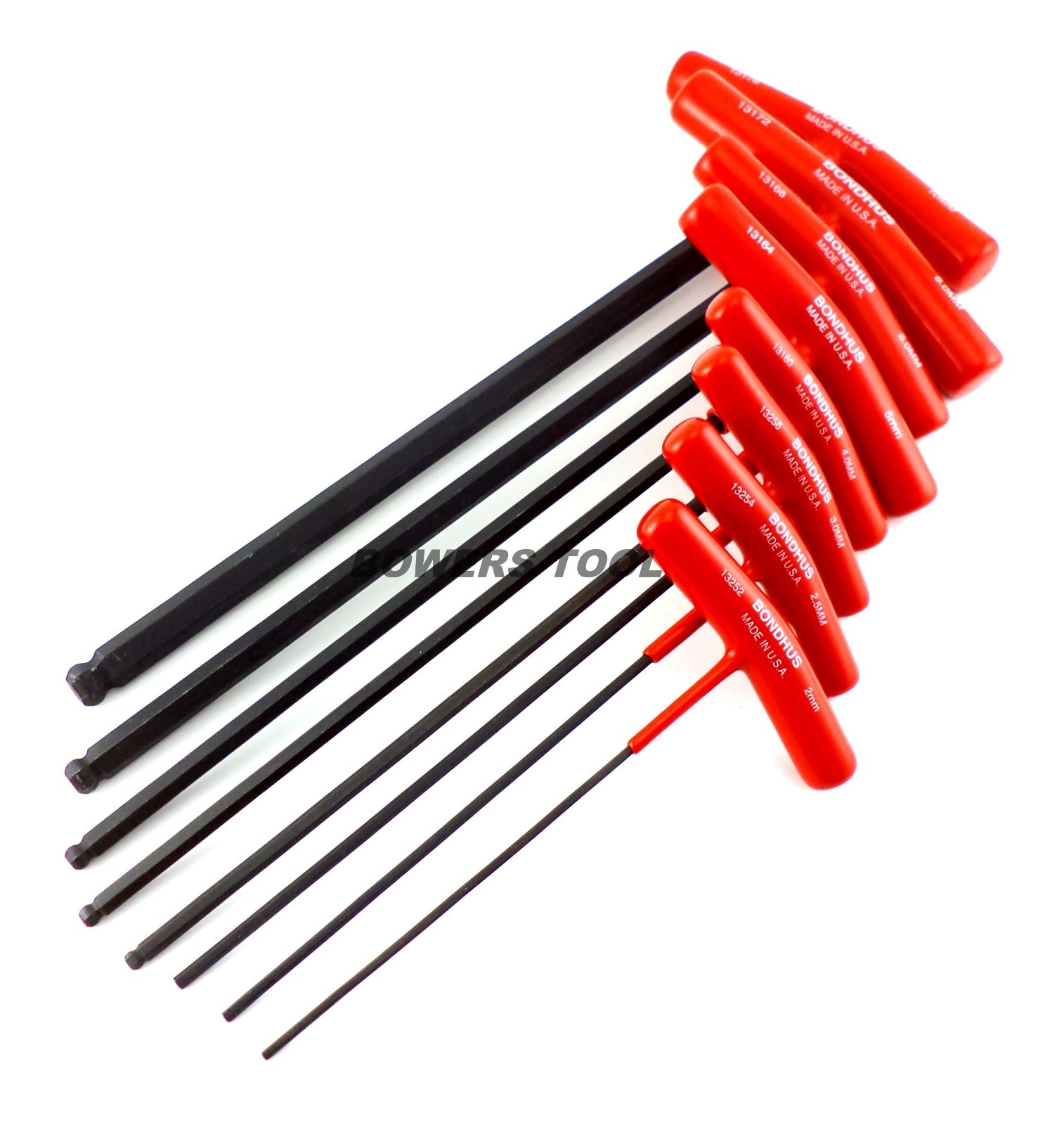 Bondhus T Handle Ball End Hex Wrench Set Metric MADE IN USA 13187 T-Handle