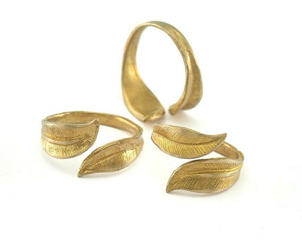 Leaf Adjustable Ring Raw brass (17mm 7US inner size - Adjustable ) 3436