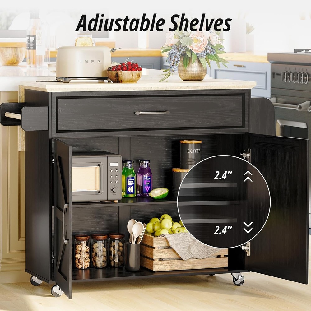 Kitchen Island Table with Storage Drop Leaf